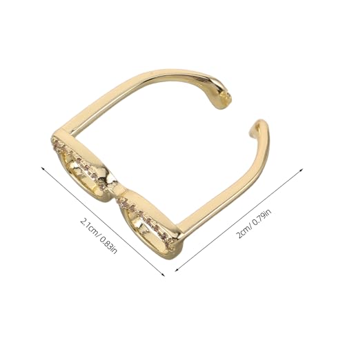 TEMPNAP Verstellbarer Brillenring aus Kupfer für Damen Mini Eyeglasses Design Offener Statement Ring Modisches Schmuckaccessoire Komfortabel Anpassbar Robust und Alltagstauglich von TEMPNAP