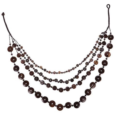 TEMPNAP Boho Statement Halskette für Damen Mehrsträngig Holzperlen Kokosnussschalen Vintage Look Vielseitiges Strandaccessoire von TEMPNAP
