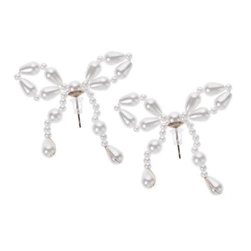 TEMPNAP Vintage Inspirierte Schleifen Ohrringe mit Realistischen Perlen Handgefertigte Leichte Bow Dangle Ohrringe Schmuck Damen und Mädchen für Hochzeit und Party von TEMPNAP