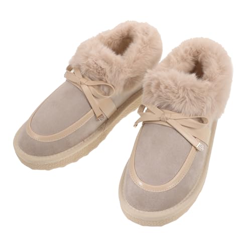 TEMPNAP Warme Rutschfeste Hausschuhe Damen mit Flacher Sohle Gepolstert und Atmungsaktiv Komfortable Baumwoll pantoffeln für Zuhause und Schlafzimmer Weiche Winter schuhe in Khaki von TEMPNAP