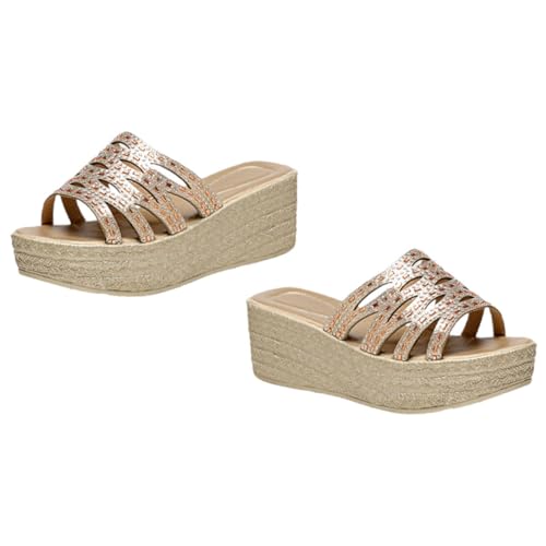 TEMPNAP Wedgesandalen Damen Glitzer Plateau Keilabsatz Bequeme Pantoletten Sommer Schuhe Elegant Freizeit Sandalen für Frauen von TEMPNAP