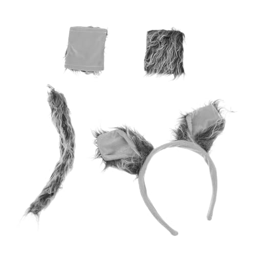 TEMPNAP Wolf Kostüm Zubehör Teilig Plüsch Tierhaarreifen Handschuhe und für Herren Flauschige Animal Cosplay Requisiten für Bühne Party Maskerade und Karneval von TEMPNAP