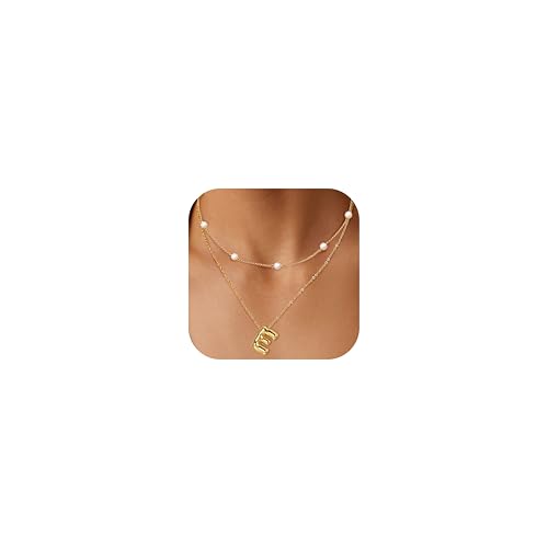 TEN MIRO Trendige Perlenketten für Damen, 16 Karat zierliche Gold-Halskette für Frauen, Blasen-Buchstaben-Goldkette, stapelbar, Initiale, Perlen-Choker-Halskette, Schmuck, Geschenke, Buchstabe E TEN MIRO Trendige Perlenketten für Damen, 16 Karat zierliche Gold-Halskette für Frauen, Blasen-Buchstaben-Goldkette, stapelbar, Initiale, Perlen-Choker-Halskette, Schmuck, Geschenke, Buchstabe E von TEN MIRO