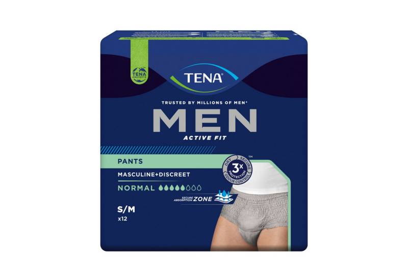 TENA Inkontinenz-Pants TENA MEN - Active Fit Pants Normal grau S/M - 4x12Stk., 48-St. von TENA