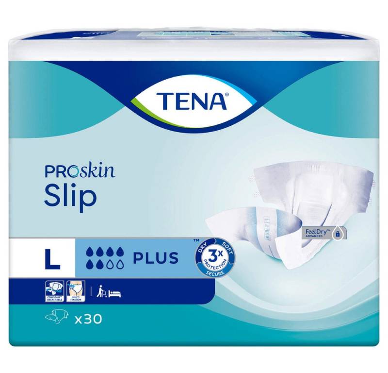 TENA Inkontinenzslip Slip Plus Large Inkontinenzwindel (Spar-Set, 30-St., aufsaugend) für höchsten Schutz mit optimalem Tragekomfort von TENA