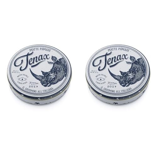 Tenax Ultra Strong Shine Pomade, 125 ml, wasserbasierte Pomade für Männer verleiht superfesten Halt & starken Glanz, leicht auszuwaschendes Haarwachs mit markantem Duft (Packung mit 2) von TENAX