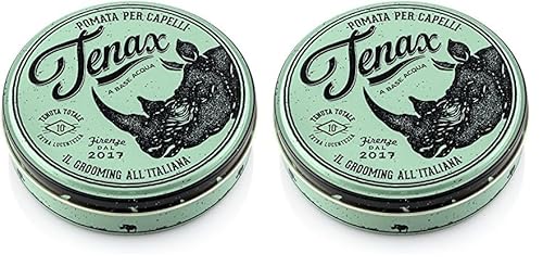 Tenax Ultra Strong Shine Pomade, 125 ml, wasserbasierte Pomade für Männer verleiht superfesten Halt & starken Glanz, leicht auszuwaschendes Haarwachs mit markantem Duft (Packung mit 2) von TENAX