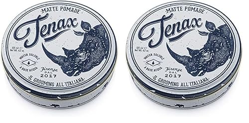Tenax Ultra Strong Shine Pomade, 125 ml, wasserbasierte Pomade für Männer verleiht superfesten Halt & starken Glanz, leicht auszuwaschendes Haarwachs mit markantem Duft (Packung mit 2) von TENAX