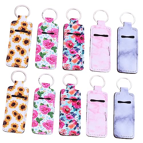 TENDYCOCO 10stücke Lippenbalsam Halter Neopren Schlüsselanhänger Für Reisen Tragbare Lippenstift Hüllen DIY Design Für Camping Und Ausflüge von TENDYCOCO