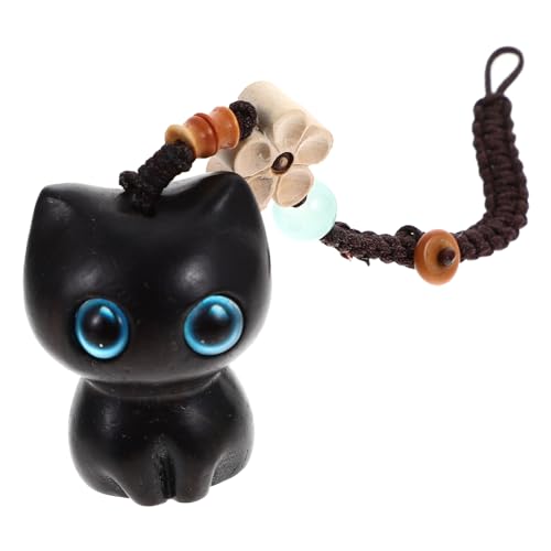 1stk Ebenholz-schlüsselanhänger Portemonnaie-schlüsselanhänger Tiertaschenanhänger Hängendes in Katzenform Chinesisches Dekorationen Fürs Auto Hängende Dekore Black von TENDYCOCO