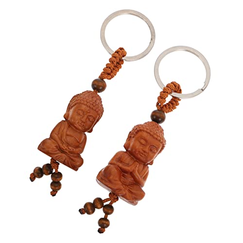2st Buddha-schlüsselanhänger Handgefertigter Buddha-anhänger Segens-schlüsselanhänger Dekorativer Buddha-anhänger Buddha- -anhänger Feng-Shui-Symbole Light Brown Eisen von TENDYCOCO