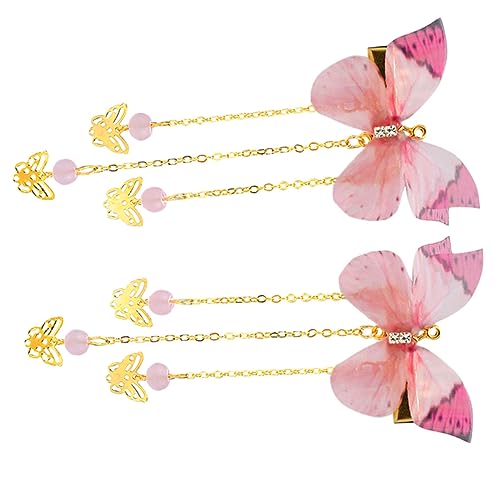 TENDYCOCO Butterfly Hairpin Mit Quaste Antike Haarschmuck Für Junge Mädchen Haarspangen Für Festlichkeiten Für Cosplay Und Partys Süße Accessoires Rosa von TENDYCOCO