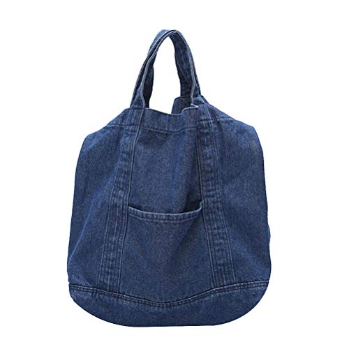 GroßE Damen Handtasche Aus Denim Stoff, Retro Schultertasche Mit GroßEr KapazitäT, Leichte Und Tragbare Crossbody Bag FüR Frauen, Blau von TENDYCOCO