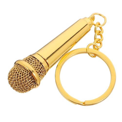 TENDYCOCO Mikrofon Schlüsselanhänger Für Musikliebhaber Stylischer Mic Keyring Als Accessoire Für Schlüssel Und Taschen Für Gesangsfreunde Und Musiklehrer Goldfarbe von TENDYCOCO