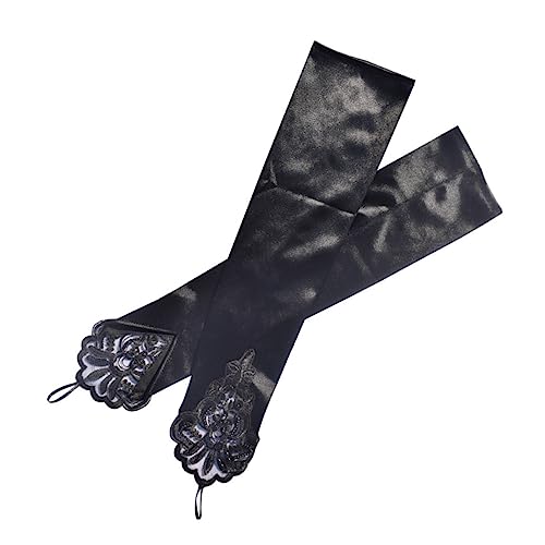 TENDYCOCO 1 Paar Ballhandschuhe Brauthandschuhe Ellenbogen-Flapper-Handschuhe handschuhe elegant fasching stulpen Vintage-Handschuhe Frauen fingern nackte Handschuhe Satin- Black von TENDYCOCO