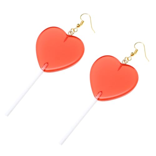 TENDYCOCO 1 Paar Herz Süßigkeiten Ohrringe Cartoon Lutscher Ohranhänger Ohrdekorationen Liebesherz Lutscher Ohrringe Handgefertigte Süßigkeiten Lebensmittel Ohrringe Bonbon von TENDYCOCO