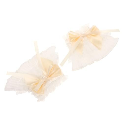 TENDYCOCO 1 Paar Spitzenärmel Falsches Halsband Clown Rüschenkragen Spitzen-handgelenk-handschuhe Geblümte Geschichtete Spitzenmanschette Manschetten Mit Falschen Ärmeln Brauthandschuh Weiß von TENDYCOCO