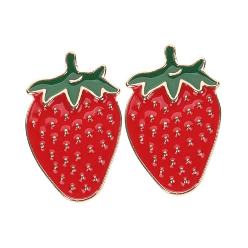 Erdbeer-Brosche Party-Erdbeeren Frische Erdbeer-Accessoires Obst-Anstecknadel Kleine Süße Brosche Erdbeer-Schmuck Broschennadeln Strohhalme Für Zinklegierung Rot 2 Stück von TENDYCOCO
