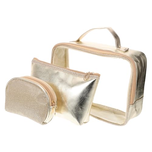 Reisebehälter für Toilettenartikel Reißverschluss-Make-up-Taschen-Set Kompakte Kulturtasche für Damen auf Reisen Wasserabweisende Kosmetiktasche 3-teilig von TENDYCOCO