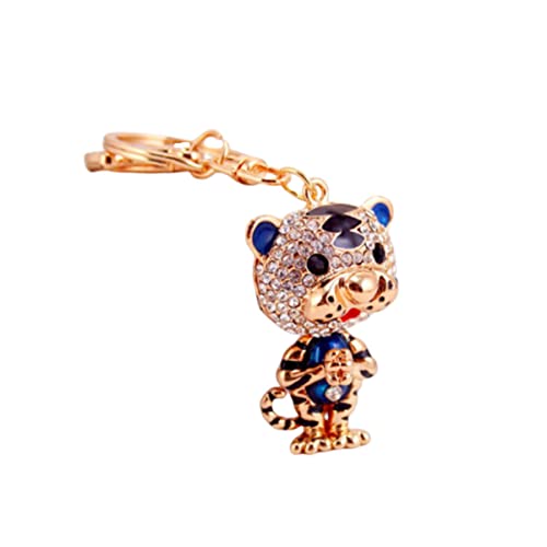 TENDYCOCO Kreativer Tiger Schlüsselanhänger Niedlicher Schlüsselring Mit Funkelnden Strasssteinen Blauer Taschenanhänger Für Frauen Und Mädchen Für Schlüssel Und Taschen von TENDYCOCO
