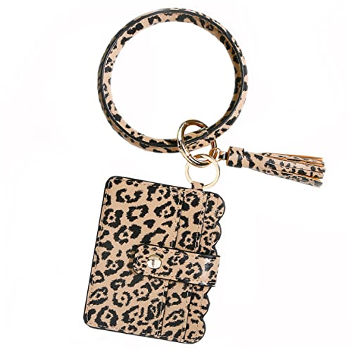 TENDYCOCO 1 Stück Pu Leder Mit Quasten Armband Kartenhalter Geldbörse Schlüsselanhänger Tasche Tasche Mit Leopardenmuster Beutel Geldbörse Fransenarmband Beutel von TENDYCOCO