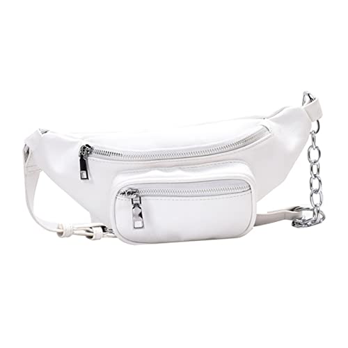 Robuste Umhängetasche Aus Pu Hüfttasche Mit Kette Für Damen Glatte Angenehme Haptik Reißverschlusstasche von TENDYCOCO