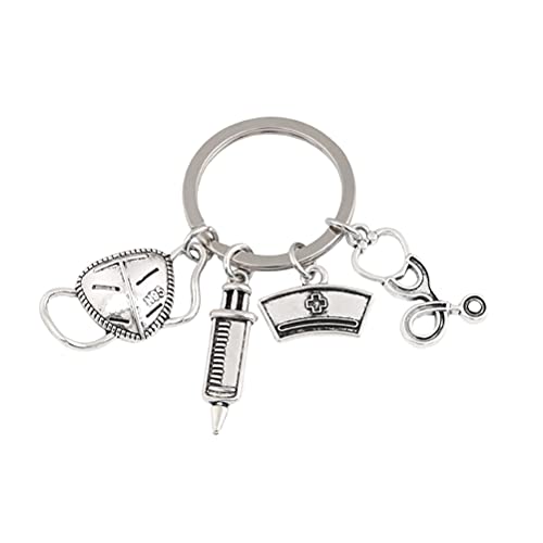 TENDYCOCO 1 stück Exquisite Schlüsselanhänger Kreative Spritze Stethoskop Keychain Nurse Geschenk (Silber) von TENDYCOCO