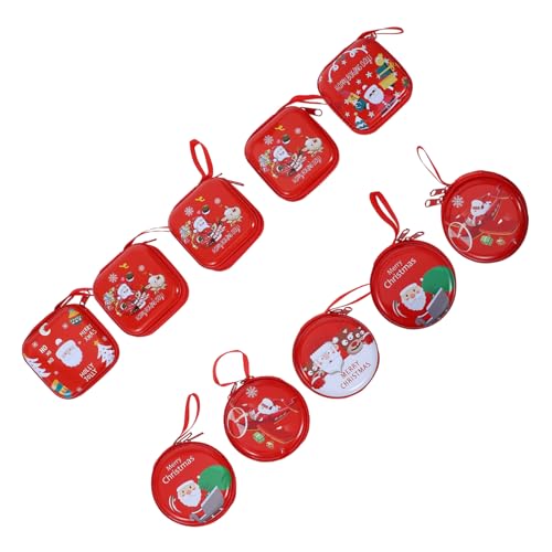 TENDYCOCO Kreative Weihnachts ünzbeutel 5 Runde Und 5 Quadratische Geldbörsen Mit Zufälligen Mustern Ideal Für Und Weihnachtsdekoration Praktischer Wechselgeldhalter von TENDYCOCO