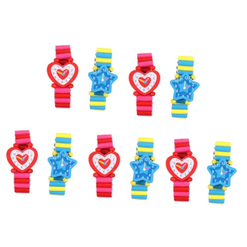 TENDYCOCO 10stücke Teiliges Holz Kinderuhr Spielzeug Umweltfreundliches Pädagogisches Spielzeug Mit Lustigem Design Für Jungen Und Mädchen Fördert Die Eltern-junge Mädchen-interaktion von TENDYCOCO