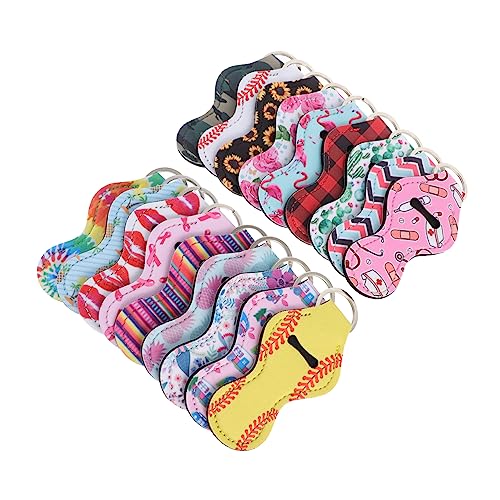 TENDYCOCO 18 Teiliges Schlüsselanhänger Lippenstift Set Schlüsselanhänger Halter Reise Schlüsselanhänger Reise Flasche Reise Parfüm Flasche Reisegröße Flasche Finger Puderquaste von TENDYCOCO