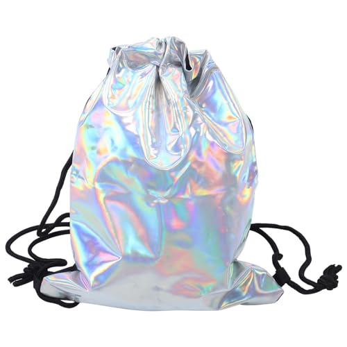 TENDYCOCO 1Pc Turnbeutel Hipster Rucksack Metallic Style Tasche Kordelzug Sportbeutel Bag Gymnastik Frauen Holografischer Rücken Geldbörse Metallic Mode Männer Persönlichkeit Tasche von TENDYCOCO