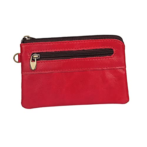 TENDYCOCO Herren Retro Geldbörse Mit Reißverschluss Multifunktionale Portemonnaie Für Männer Rote Handtasche Tasche Für Business Freizeit Für Karten Und Bargeld von TENDYCOCO