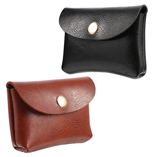 TENDYCOCO 2stücke wasserdichte Stilvolle Mini-Taschen Für Münzen Und Kabel Pu Geldbeutel Und Kopfhörer-Organizer Schwarz Und Braun Praktisch Für Unterwegs von TENDYCOCO
