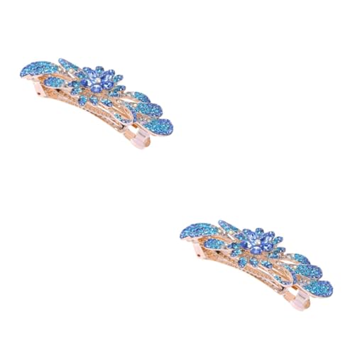 TENDYCOCO 2 Stk Haarspange Mit Strasssteinen Haarspangen Für Frauen Haarspangen Mit Strass Frühlingshaarspangen Haarspange Blue von TENDYCOCO