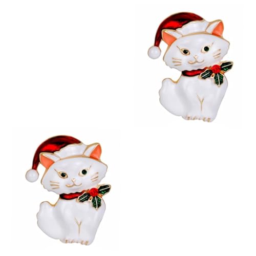 TENDYCOCO 2 Stück Damen Brosche Niedliche Accessoires Weihnachts Brustnadel Weihnachtsschmuck Brosche Vintage Zubehör Katzen Brustnadel Vintage Retro von TENDYCOCO