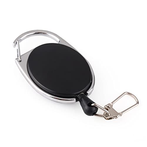 TENDYCOCO 2 Stück Einziehbare Schlüsselanhänger Robust Und Anti Verlust Mit Stahlseil Ideal Für Schlüsselkartenhalter Und Ausweishalter Schwarz von TENDYCOCO