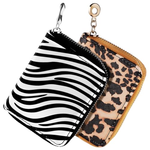 TENDYCOCO 2 Stück Geldbörse Kleines Ausweisetui Foulard Leopardenmuster Damen Kartenetui Geldbörse Kleine Geldbörse Kleiner Kartenbehälter Großes Fassungsvermögen Kartenwechsel von TENDYCOCO