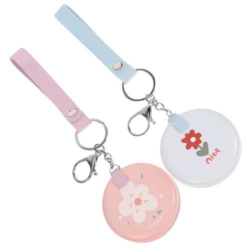 2pcs Kleiner Spiegel Schlüsselanhänger Y Make-up Spiegel Runder Kompakter Doppelseitiger Kosmetikspiegel von TENDYCOCO