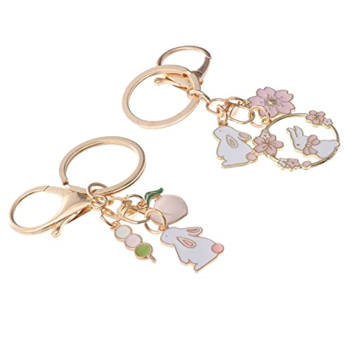 TENDYCOCO 2 Stück Kirschblüten Schlüsselanhänger Taschenanhänger Charms Hasen Schlüsselanhänger Schlüsselanhänger Schlüsselanhänger Ornamente Pfirsich Schlüsselanhänger Charm von TENDYCOCO