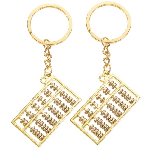 2 Stücke Mini Holz Abacus Schlüsselanhänger Niedlichen Schlüsselanhänger Papa Metall Einzigartige von TENDYCOCO
