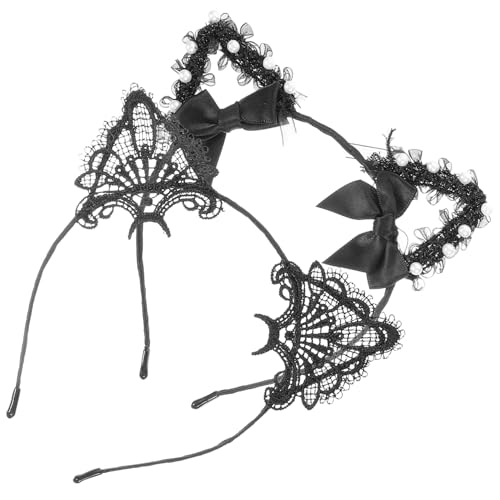 TENDYCOCO 2 Stück Stirnbänder Katze Kostüm Zubehör Katzenohren Stirnband Erwachsene Legierung Katze Mädchen Cosplay Spitze von TENDYCOCO