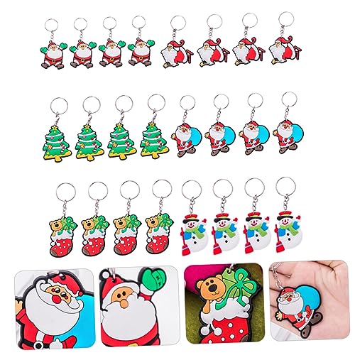 TENDYCOCO 24st Weihnachts-schlüsselanhänger Autodekoration Schlüsselanhänger Weihnachtsmann Schlüsselhalter Auto Schlüsselanhänger Weihnachtstütenfüller Weihnachtsspielzeug Kieselgel von TENDYCOCO