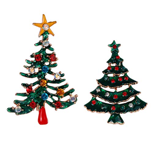 2st Weihnachts-emaille-broschen Brustnadel Mit Strass Weihnachtsfrauenstift Girlandenförmige Brustnadel Weihnachtsbaum-abzeichen-schaltfläche Legierung Charme Schmuck Popularität von TENDYCOCO