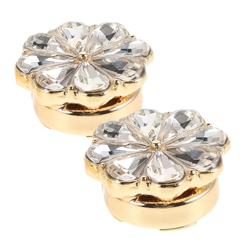Flower Cufflinks FüR Damen Kristall Strass Blumen ManschettenknöPfe Elegante Knopf-Abdeckungen FüR Hemden Und Kleider 2 StüCk Gold Alloy ZubehöR von TENDYCOCO