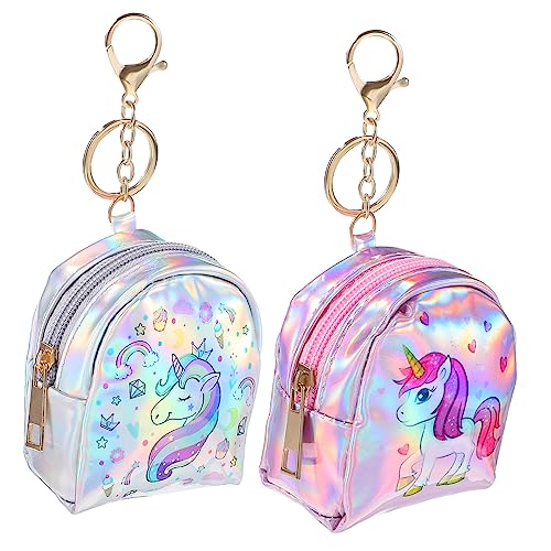 TENDYCOCO 2stücke Mini Einhorn Münzgeldbörse Mit Reißverschluss Glänzende Geldbeutel Für Frauen Mit Schlüsselanhänger Niedliches Design Für Alltag Und Reisen von TENDYCOCO