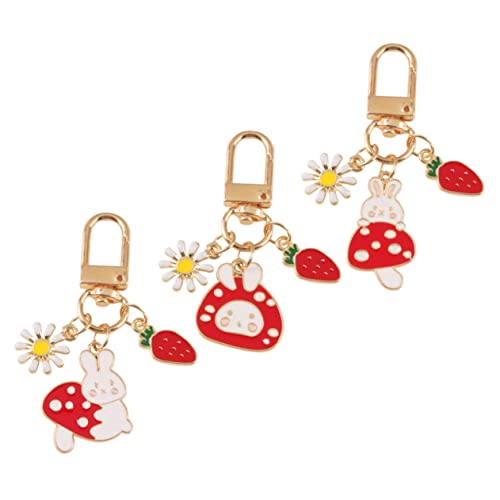 TENDYCOCO 3 Stück Pilz Kaninchen Schlüsselanhänger Cartoon Schlüsselanhänger Schlüsselanhänger Mini Kaninchen Figuren Schlüsselzubehör Auto Schlüsselanhänger Medaillon Kaninchen von TENDYCOCO