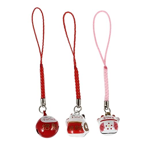 TENDYCOCO 3St Lucky Cat Messingglocke Auto schlüsselanhänger Auto-Gadgets Geldbörse Schlüsselanhänger katzenanhänger Katzen anhänger Katze Schlüsselanhänger Katzenschlüsselschnalle Kupfer von TENDYCOCO