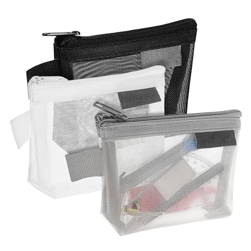 TENDYCOCO 3er Set Mesh Geldbörsen Kleine Reißverschluss Taschen Für ünzen Kosmetik Und Als Aufbewahrungsbeutel Und von TENDYCOCO