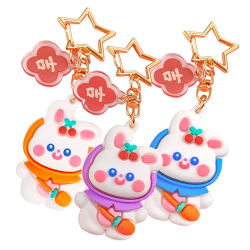 TENDYCOCO 3st Kirschkaninchen Schlüsselanhänger Hasenschlüsselhalter Schlüsselanhänger Mit Tiertasche Schlüsselanhänger Für Das Neue Jahr Tierischer Schlüsselanhänger Schlüsselbund Kieselgel von TENDYCOCO