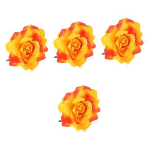 TENDYCOCO 4 Stück 2 1 Rosen-haarspange Schmetterlings-haarspangen Fluoreszierend Rosenhaarnadeln Blumenhaar Künstliche Topfblumen Haarspangen Gelbe Brosche Modisch Haarklammern von TENDYCOCO